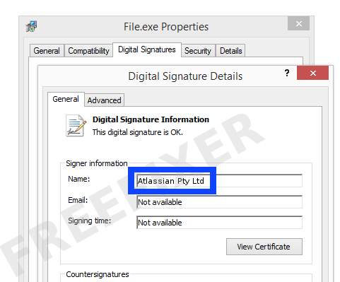 Screenshot of the Atlassian Pty Ltd certificate